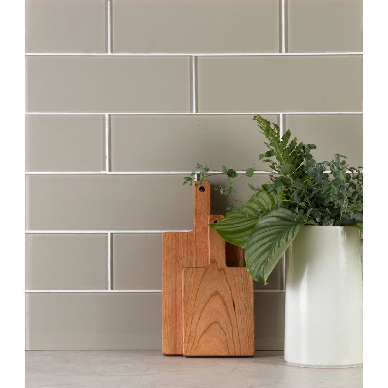 Premium 4" x 12" Glass Subway Tile, Tan