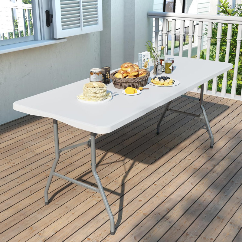 6ft Heavy Duty Folding Table, Portable Indoor & Outdoor For Home, Office & Events, White