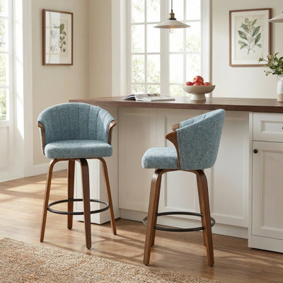 Devault Swivel Upholstered Counter Stool With Wood Frame