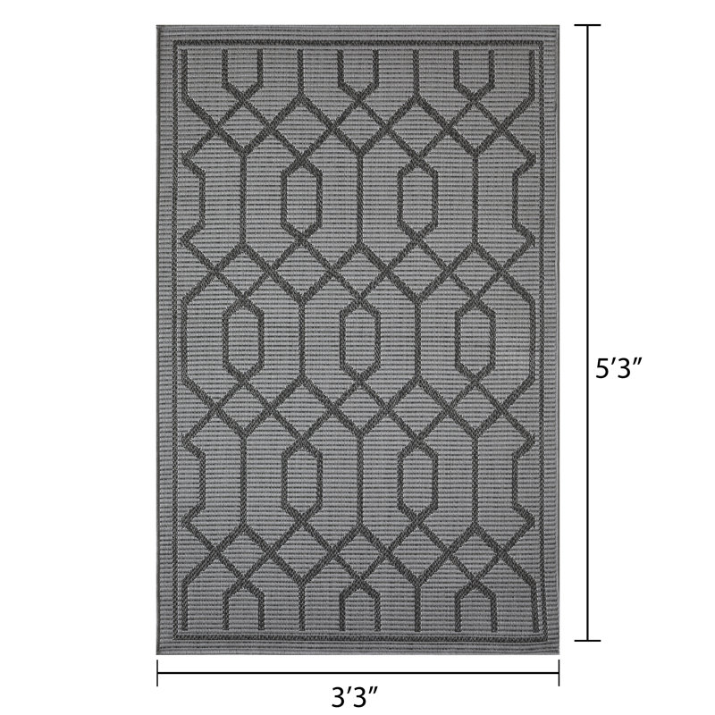 Annie-Jane Washable Geometric Indoor / Outdoor Rug, Rectangle 3' x 5'