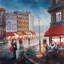 «Couple Kissing in the Street - Scenic Man», reproduction d'art encadrée-923932823