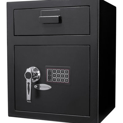 Coffre-fort numérique de 1,1 pi³ avec clavier, en acier, pour objets de valeur, courrier sécurisé, chèques, espèces, coffre-fort à 2 codes NIP, antivol, accès par NIP, noir