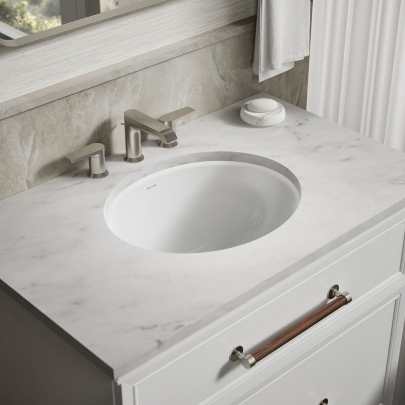 Caxton Ceramic Oval Undermount Bathroom Sink, White