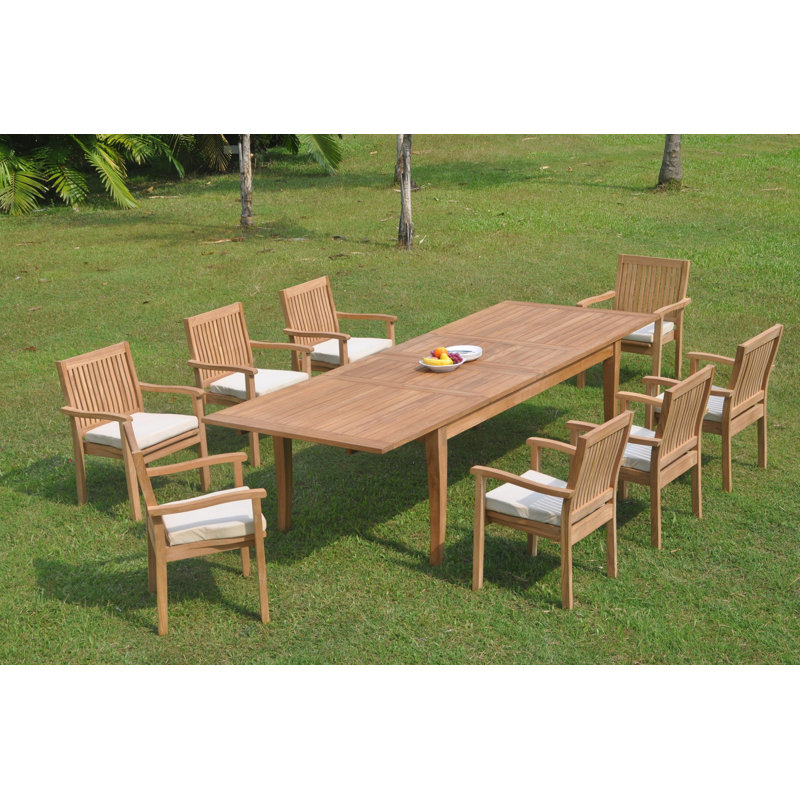 Delvale Outdoor 11 - Piece Teak Dining Set, Set of 8