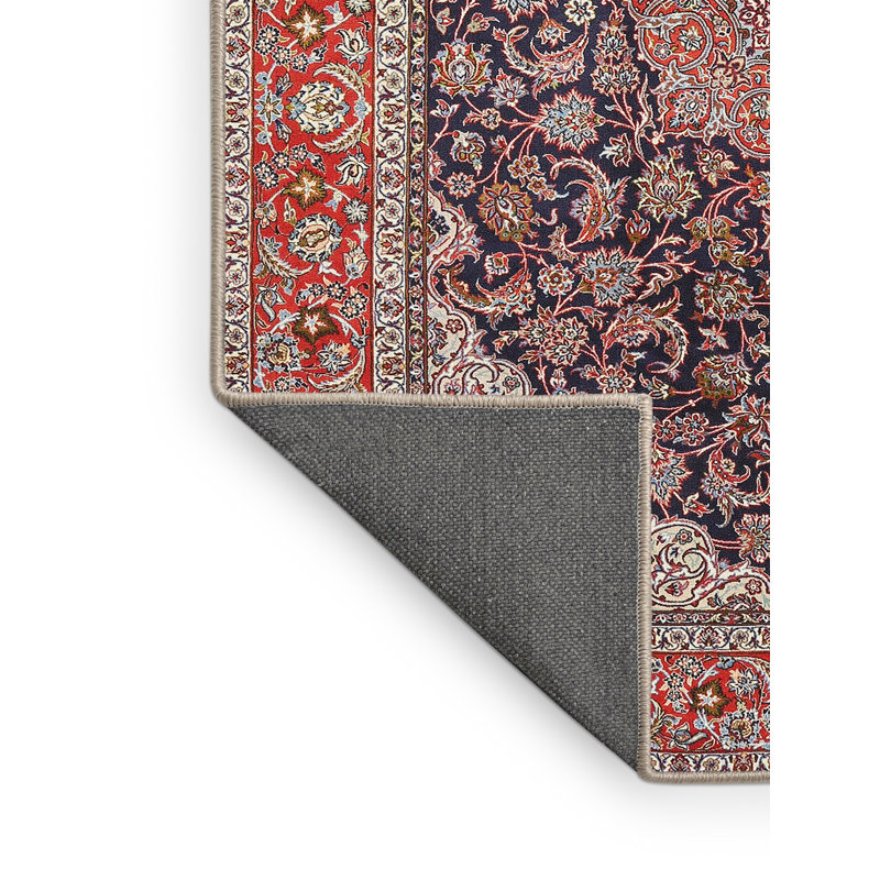 Tapis rouge/beige/noir traditionnel, Rectangle 2 pi x 4 pi