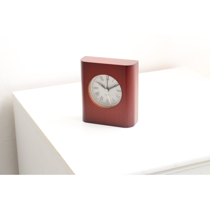 Analogue Wood Quartz Movement / Crystal Alarm Tabletop Clock Brown Wood