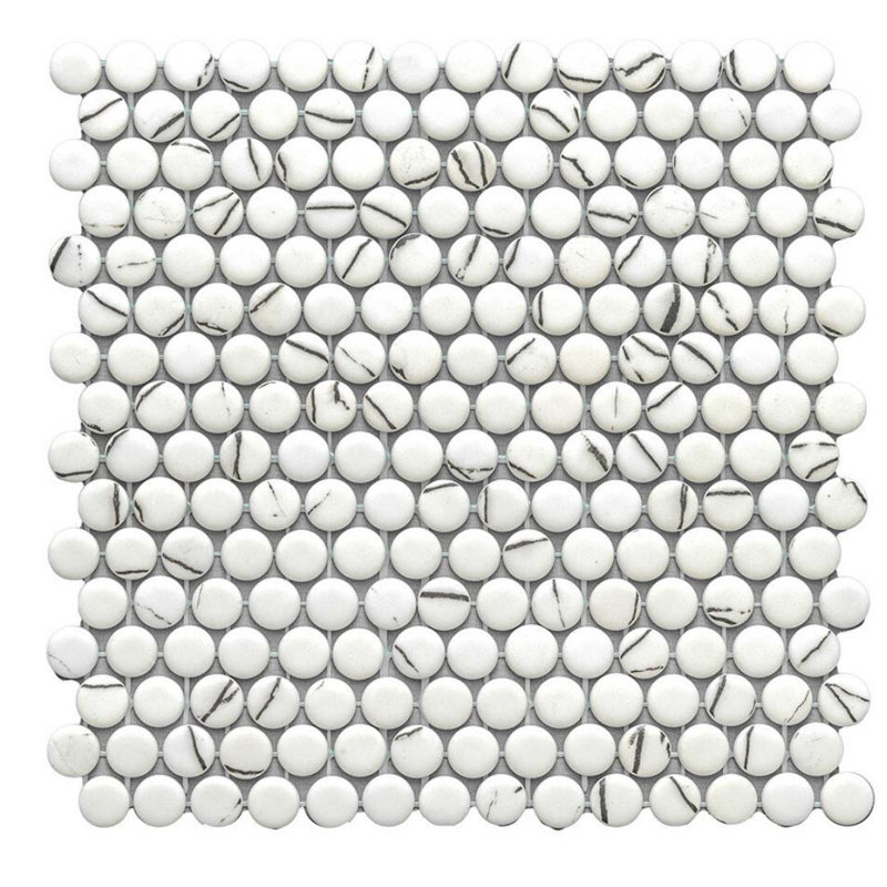 Eterna Penny 12"x12" Recycled Glass Mosaic Tile, Lineas