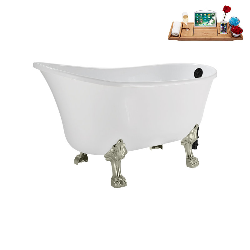 51.2'' x 25.6'' Soaking Acrylic Bathtub, Brushed Nickel, Matte Black