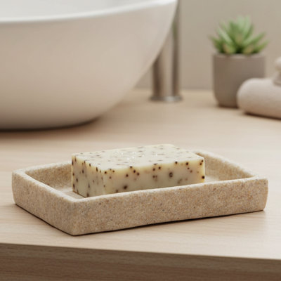 Plateau porte-gobelet porte-savon effet pierre