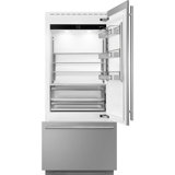 36" Bottom-Mount Refrigerator, Auto Ice Maker  W/Handles, Dual Evaporators And Inverter Compressors, TFT Touch Display
