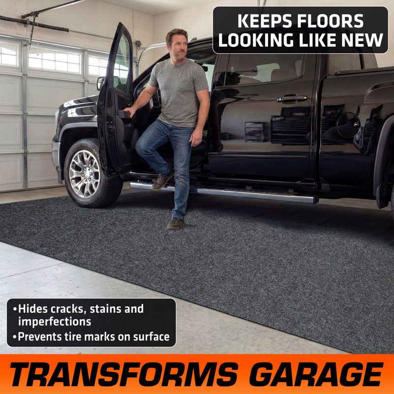 Armor All Original Garage Floor Mat, (22' x 8'10"), Protects Surfaces, Transforms Garage, Absorbent/Waterproof/Durable (Includes Double Sided Tape) (USA Made) (Charcoal)