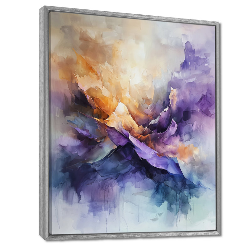 Olurotimi orange mauve, danse chromatique d'éternité III - encre liquide, art mural, H 40 po x l 30 po, Argent argent