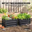 Ensemble de deux pots à fleurs surélevés carrés, en acier galvanisé gris neutre, L 23,5 po x l 23,5 po x H 12 po