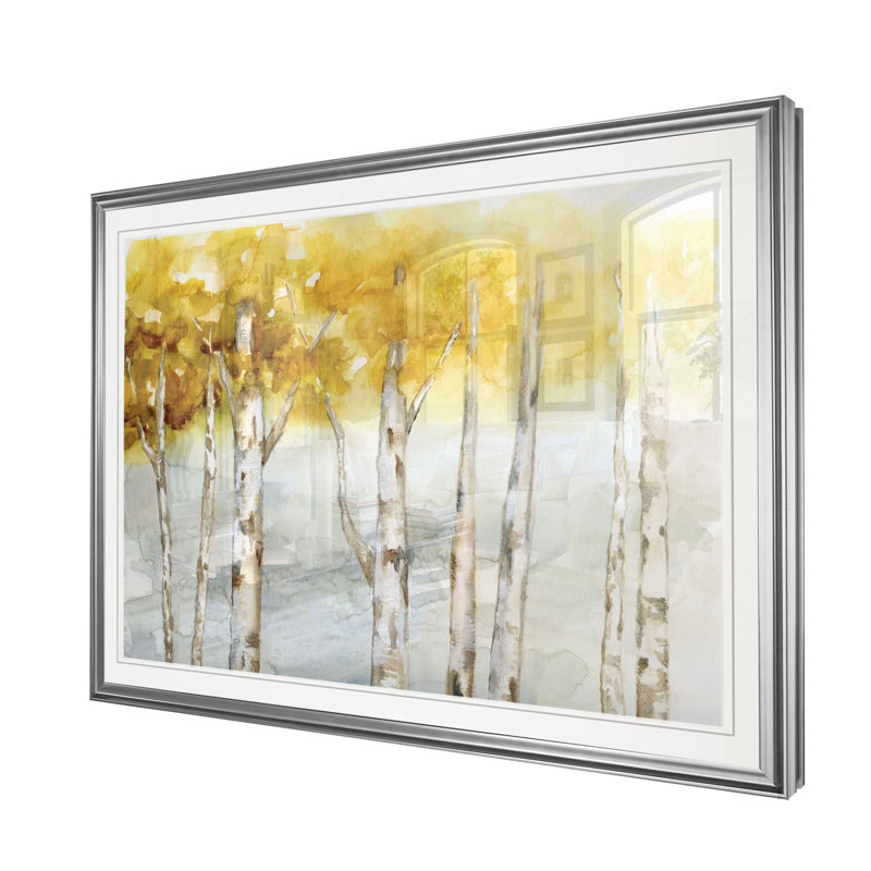 « golden trees », impression, H 20 po x l 24 po x P 1,5 po, Cadre argenté