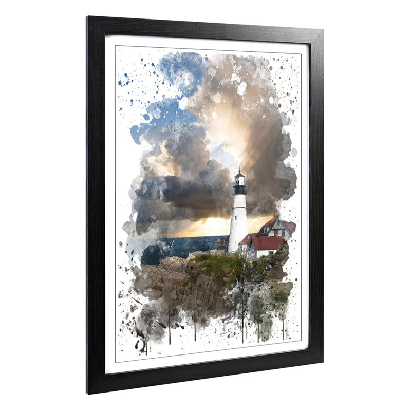 Lighthouse Landscape - Wall Art, 62cm H x 45cm W, Framed Picture