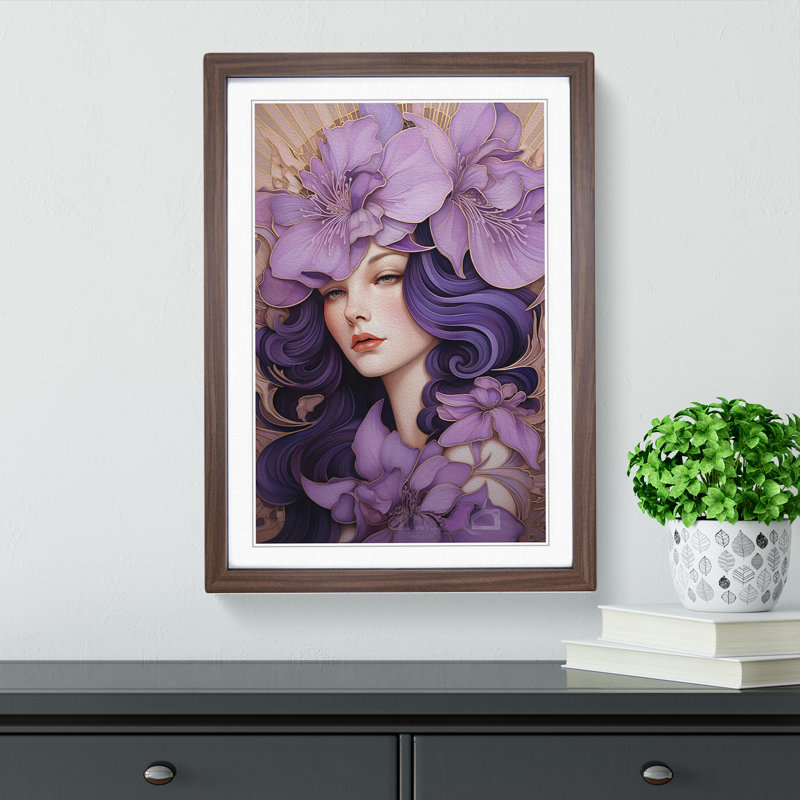 Lavender Flower Deco - Framed Print, Walnut , 34cm H x 25cm W x 2cm D
