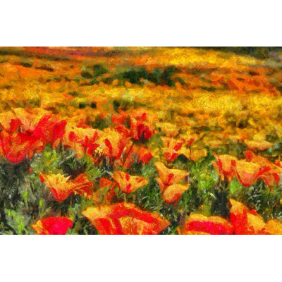 " Painted Orange And Red Flower Field "