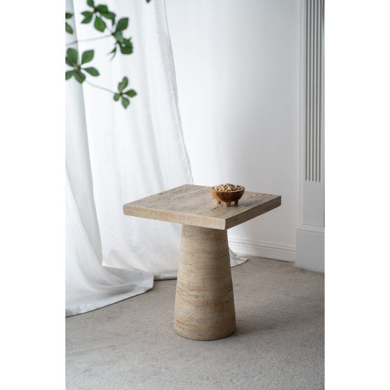 Table d'appoint carrée crème 20 pi x 20 po x 24 po avec base piédestal