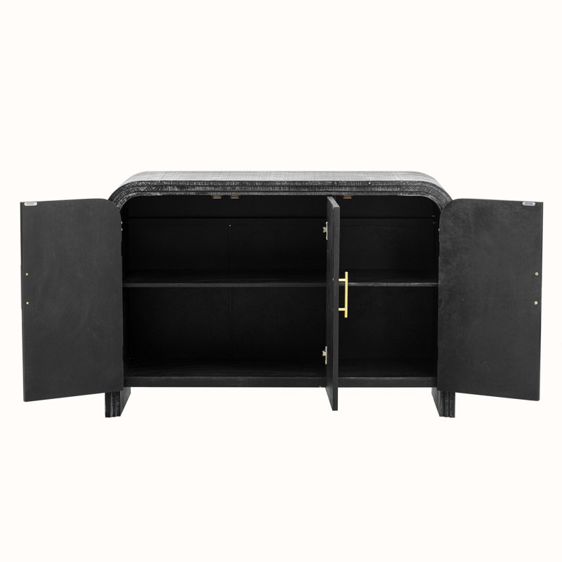 Buffet de rangement en bois avec poignées dorées et cloison réglable Comegno, Noir antique