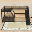 Lit superposé en métal avec glissade, ports USB et bureau-270970883
