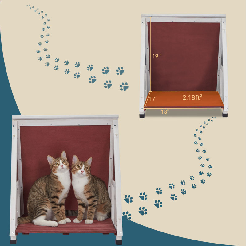 Abri pour chat extérieur, extérieur et extérieur pour chat avec porte de secours, rouge, Rouge