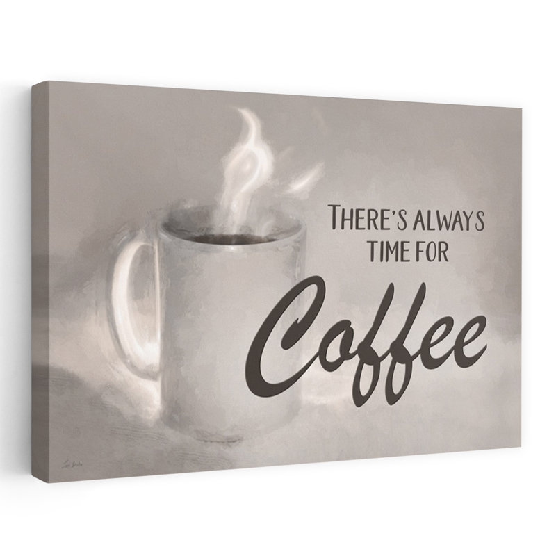 «It's Always Time For Coffee - Contemporary Coffee Cup Steam Art inspirant», H 32 po x l 48 po