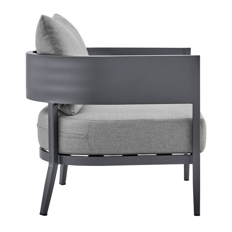 Chaise d'extérieur en aluminium gris foncé Lewan