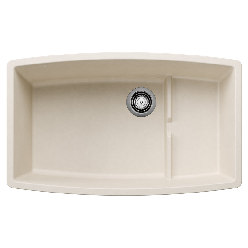 Performa Cascade SILGRANIT 32" Single Bowl Undermount Kitchen Sink with Colander, Soft White