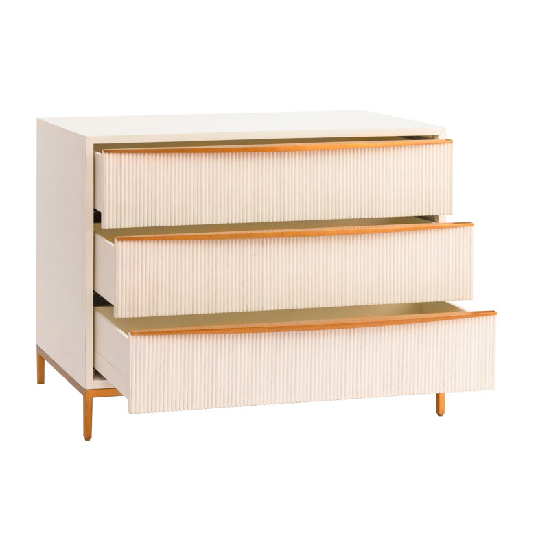 London 3-Drawers Cabinet In Antique White, Antique White