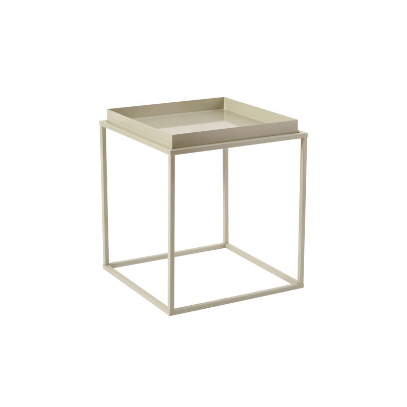 Modern Taupe Coffee Table, 17.7 x 17.7 x 20.5 inches | 100% Metal Construction, Stylish Scandinavian Design | Durable Solid Color Finish, Perfect for Living Room & Contemporary Decor