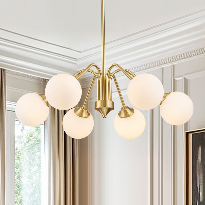 6 - Light Sputnik Chandelier with Glass Accents