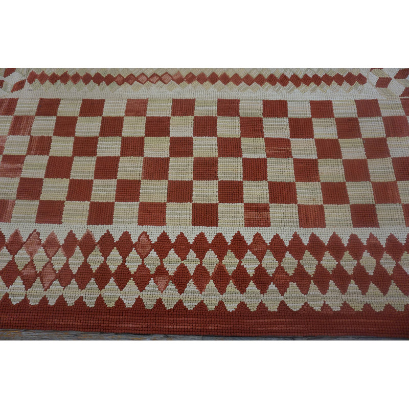 Flatweave Wool Checkered Area Rug