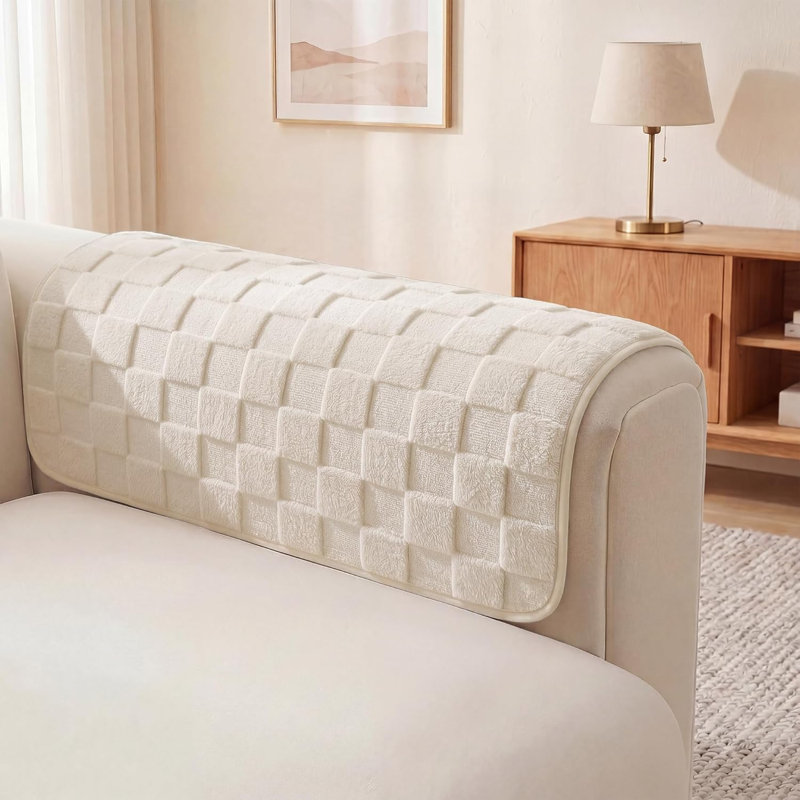 Ensemble de 2 housses de canapé pour housses de fauteuil avec protège-canapé résistant aux égratignures, blanc crème