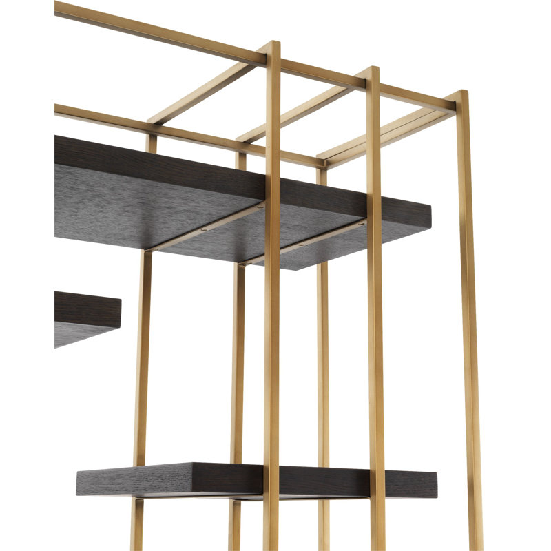 Ward Bookcase, Charcoal Gray/Brushed Brass