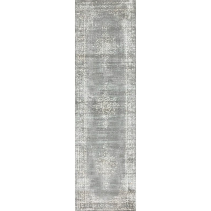 Tapis oriental gris Benson, Tapis de couloir : 2 pi 2 po x 7 pi 7 po