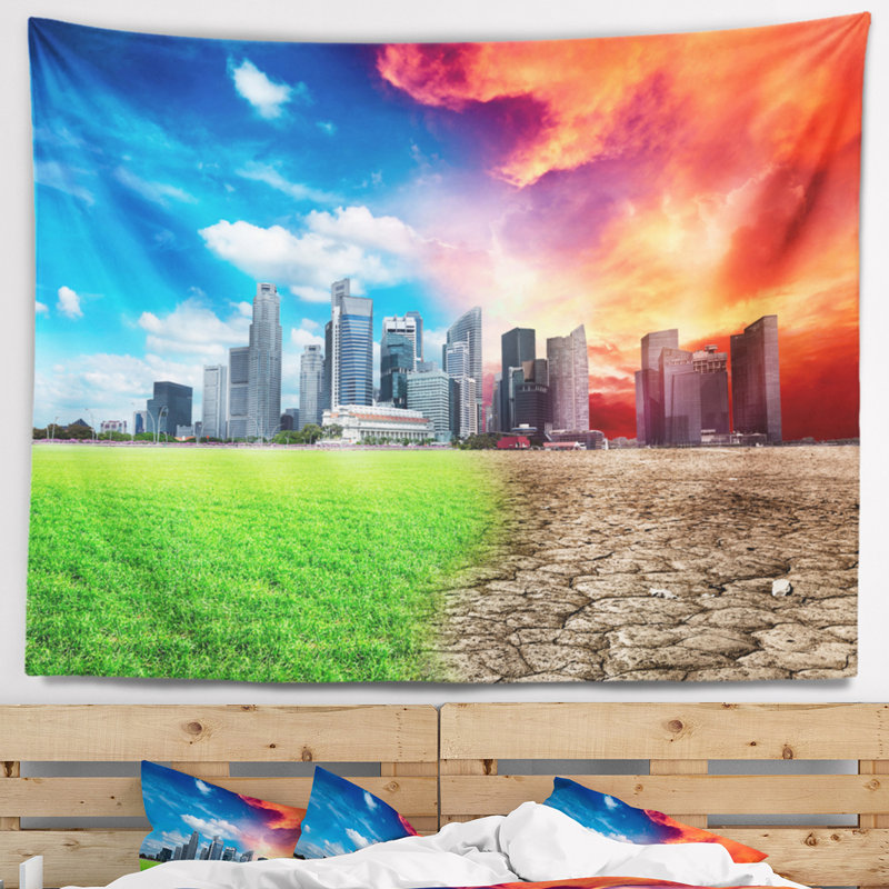Tapisserie de réchauffement global de paysage, H 32 po x l 39 po
