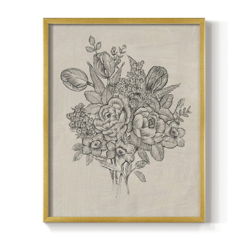 Floral Bouquet II, reproduction encadrée - bois massif, Or, H 10 po x l 8 po