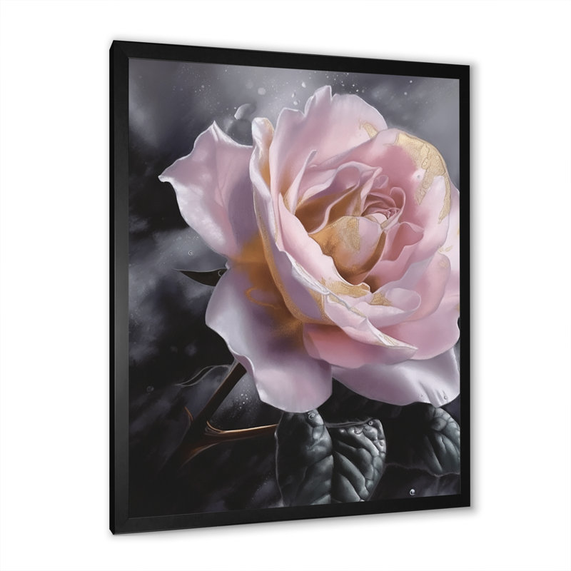 Roses élégantes roses - imprimé, Cadre photo noir, H 20 po x l 12 po x P 1 po