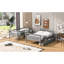 Lit simple superposé au-dessus d'un lit double, gris, avec structure sécuritaire et lit de rangement pratique dans des installations fiables-1869661668