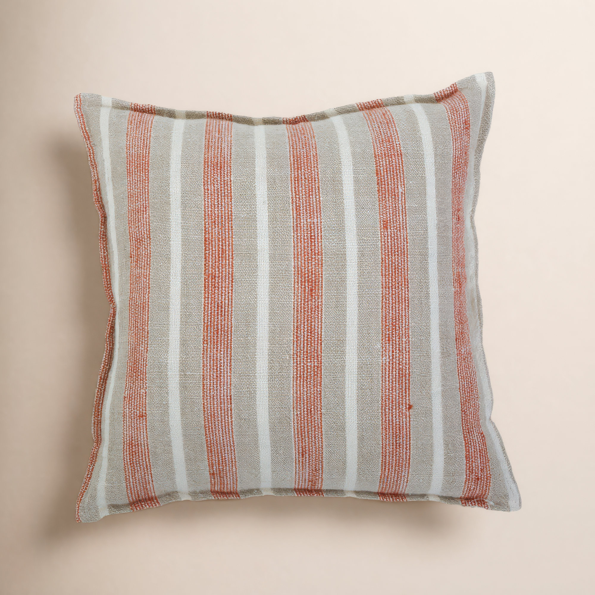 Montecito Striped Linen Throw Pillow, 20" x 20", Square