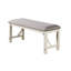Banc de salle à manger rembourré gris, finition blanche, design inspiré antique + siège, contemporain