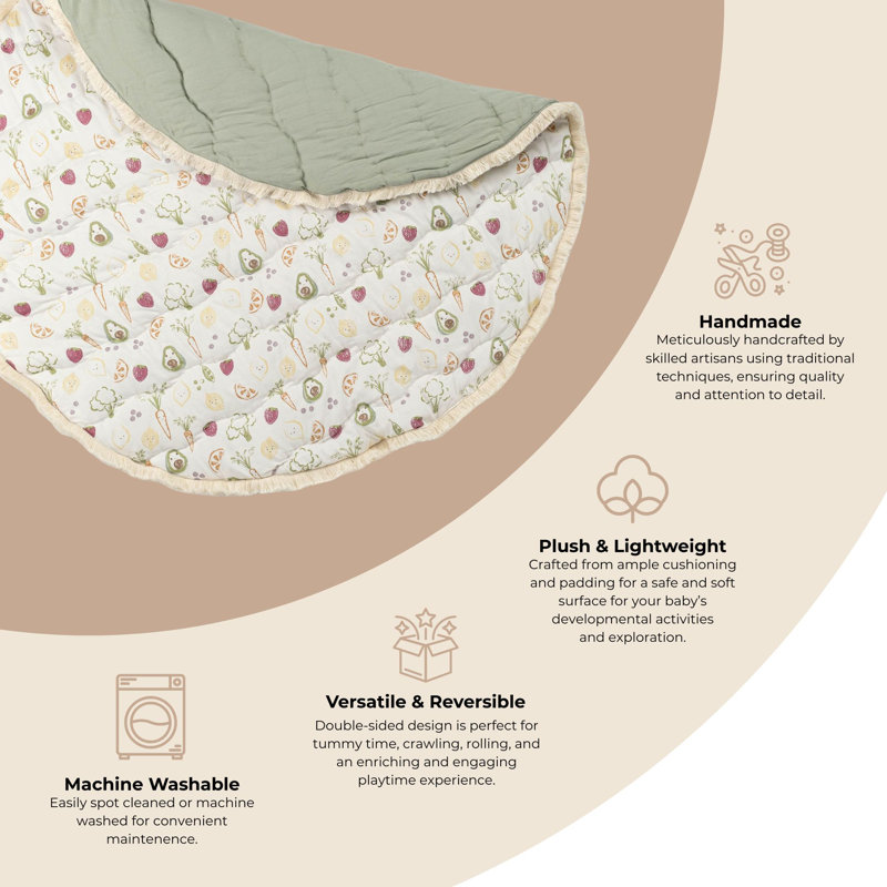 Clementine Fruits & Veggies Cotton Quilted Baby Play Mat