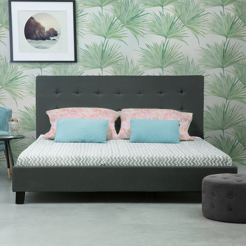 La Rochelle Upholstered Bed, Dark Grey, European Kingsize (160 x 200 cm)