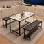 Ensemble de salle à manger industriel 3 pièces avec banc, table en MDF et structure en métal, ensemble table et chaises de cuisine gain de place pour 4 personnes, idéal pour la cuisine, la salle à manger et le café.-630203366
