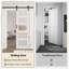 Porte coulissante de style grange, 5 carreaux, 80 po H, panneaux de verre et de bois, apprêt blanc, avec trousse de quincaillerie d'installation (aucun assemblage requis), fermeture amortie-122513043-118013948-135753574