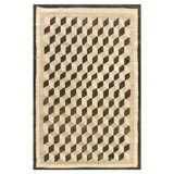 1920s Brown Tumbling Block American Navajo Carpet 3'4"x4'10" Flatweave Wool Rug