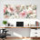 Ensemble de 3 tableaux muraux sur toile tendue représentant des fleurs de cerisier, pour la décoration du salon et de la chambre.