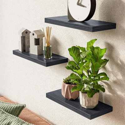 Floating Shelves For Wall, Wall Mounted Rustic Wood Shelves For Bathroom, Bedroom, Living Room, Kitchen, Hanging Shelf For Books/Storage/Room Decor Wi