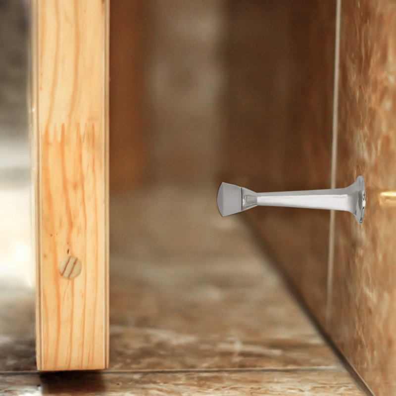 Rigid Cast Door Steel Baseboard Stop, Satin Nickel, 10