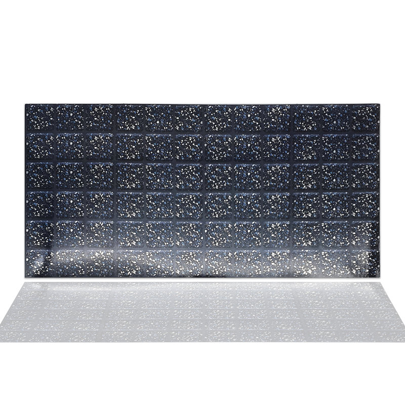 35.56cm W x 72.39cm L Aluminum Peel and Stick Mosaic Tile, Black/Dark Blue/Silver